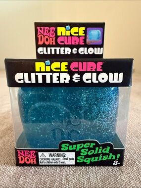 NeeDoh Nice Cube Glitter and Glow Super Solid Squish! - Blue | New